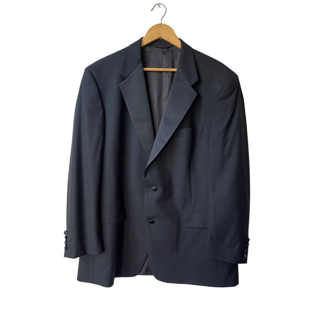Hart Schaffner & Marx Wool Suit Blazer Jacket 44R Black Classic Two-Button‎